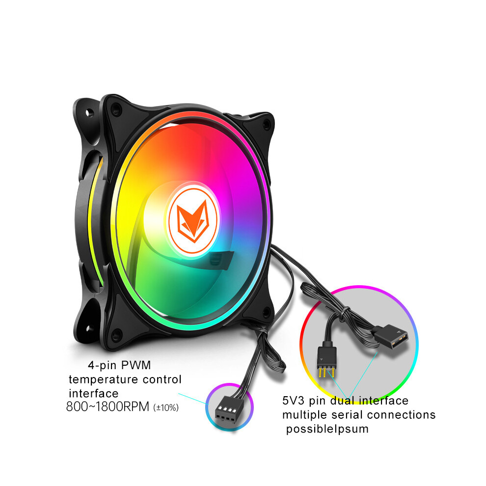 (Black) Argb Led 120Mm Quiet Pc Cooling Fans 5V 3Pin For Computer Case Gaming Pc Black 113121825688