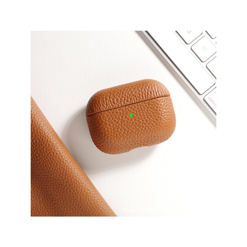 ( Brown) For Apple Airpods 3Rd Generation 2021 Leather Shockproof Protective Case Cover Golden/Brown 110691380616