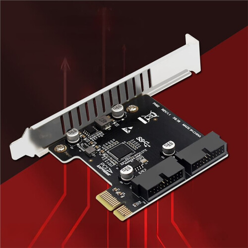 1 Pc PH62 Desktop PCI-E to USB 3.0 Expansion Card Front Panel 19/20-Pin Interface Cable, PCI-E to USB 3.0 Expansion Card 2