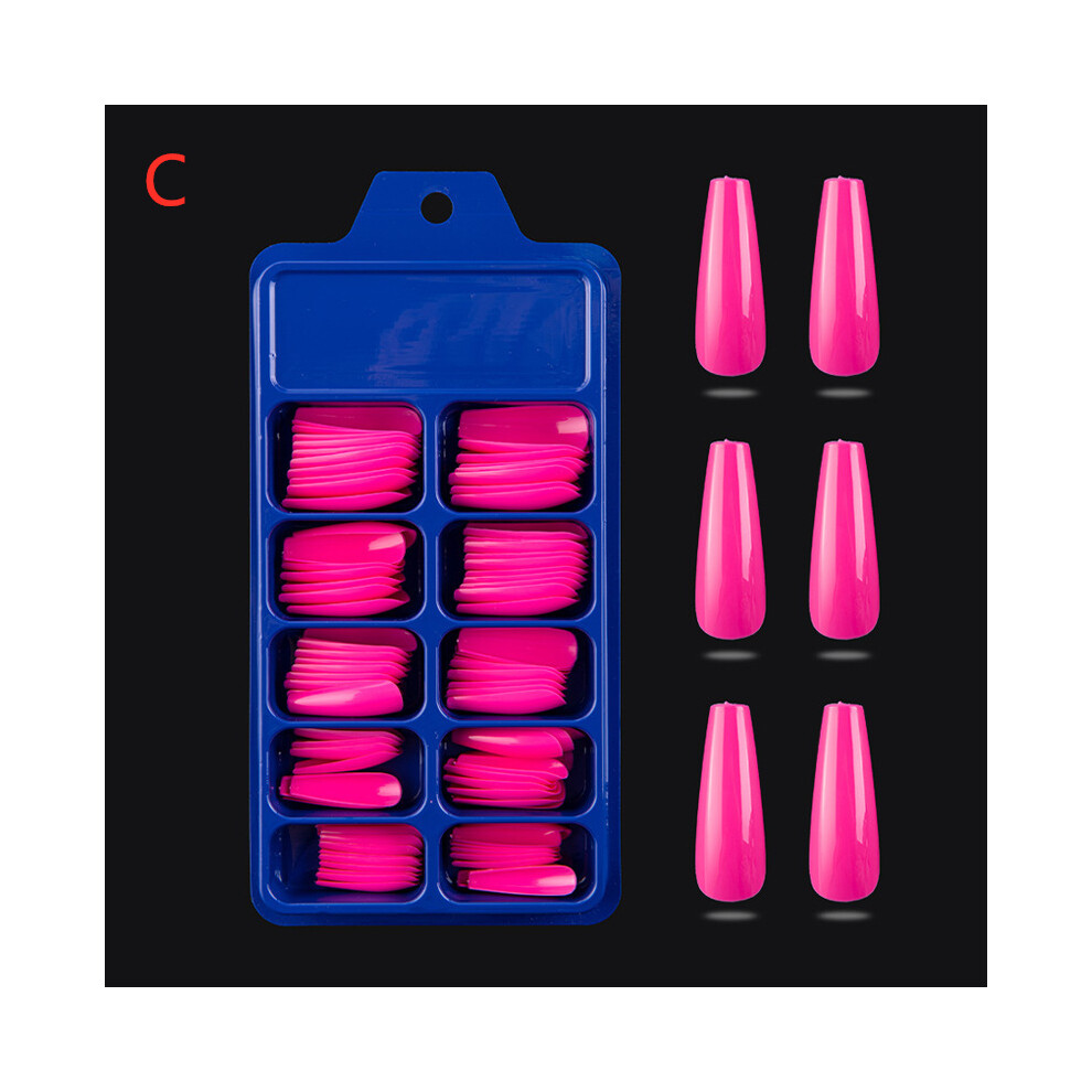 (C) 100PCS/Set False Nail Tips Matte Full Cover Long Coffin Fake Nails Art Manicure
