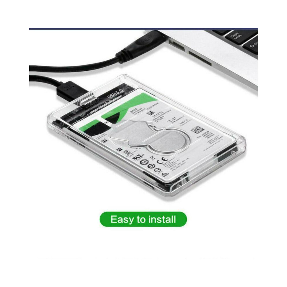 2.5" Sata Usb 3.0 Clear Hard Drive Disk Hdd Ssd Enclosure External Laptop Case 110691378743