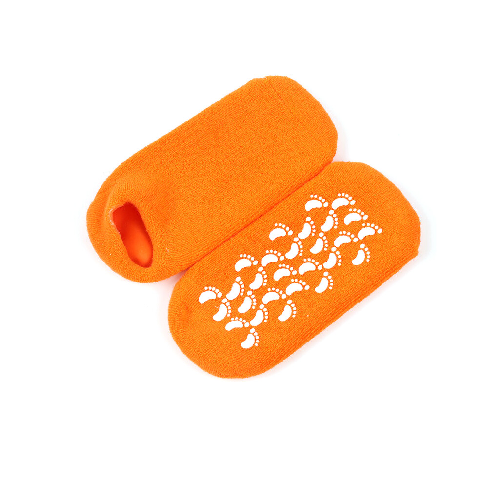 Orange (Orange) 1 Pair Spa Gel Socks Moisturising Dry Heel Repairing Cracked Foot Skin Care Nourishing