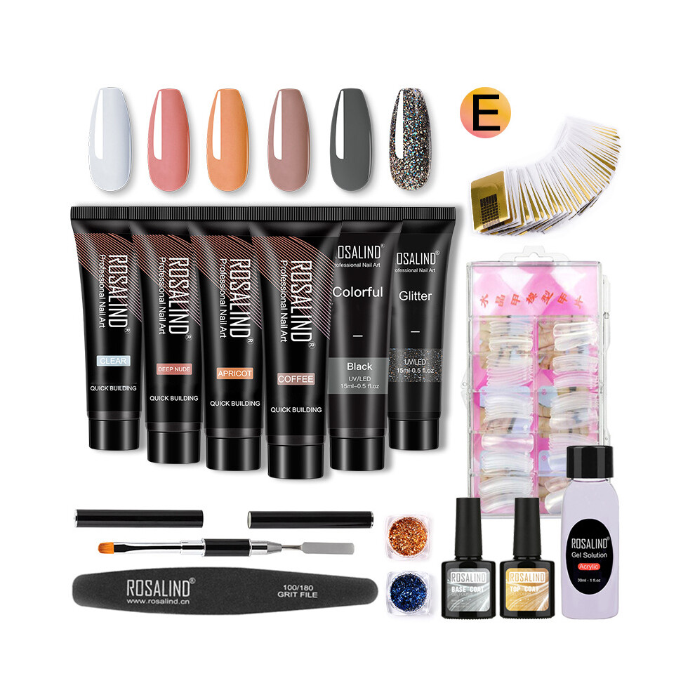 (E) ROSALIND 6 Colors Builder Poly Nail Extension Gel Nail Enhancement Manicure Kit