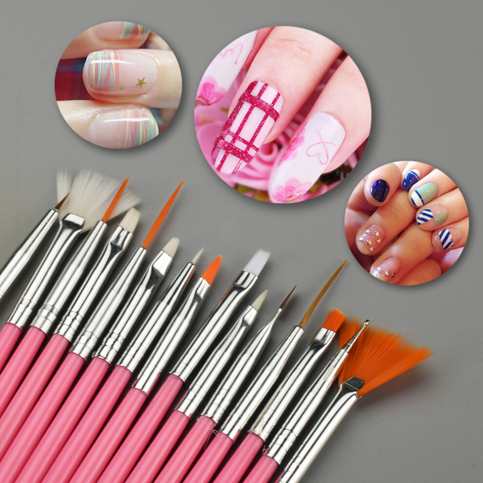 15PCS UV Gel Acrylic Nail Art Brush Tool Set For Manicure Drawing Painting Pen