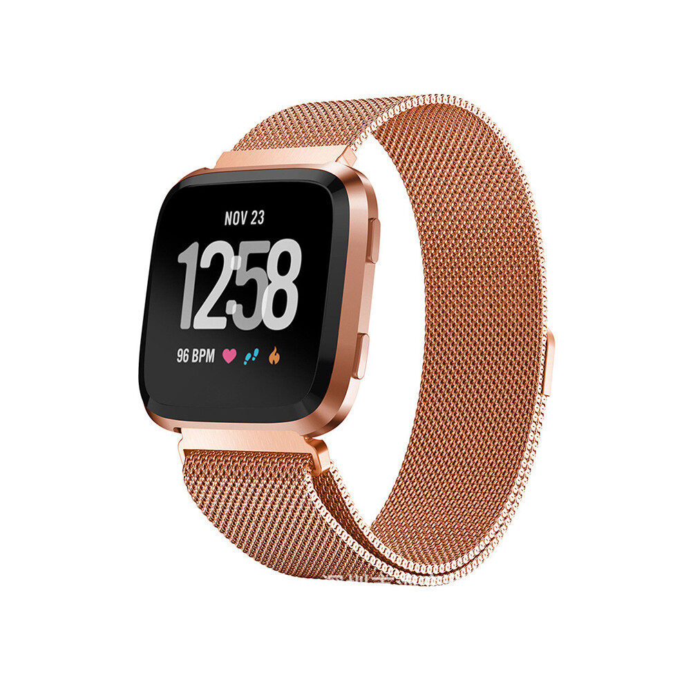 (Rose ) For Fitbit Versa Smart Watch Milanese Loop Magnetic Metal Strap Replacement Gold 110691374516