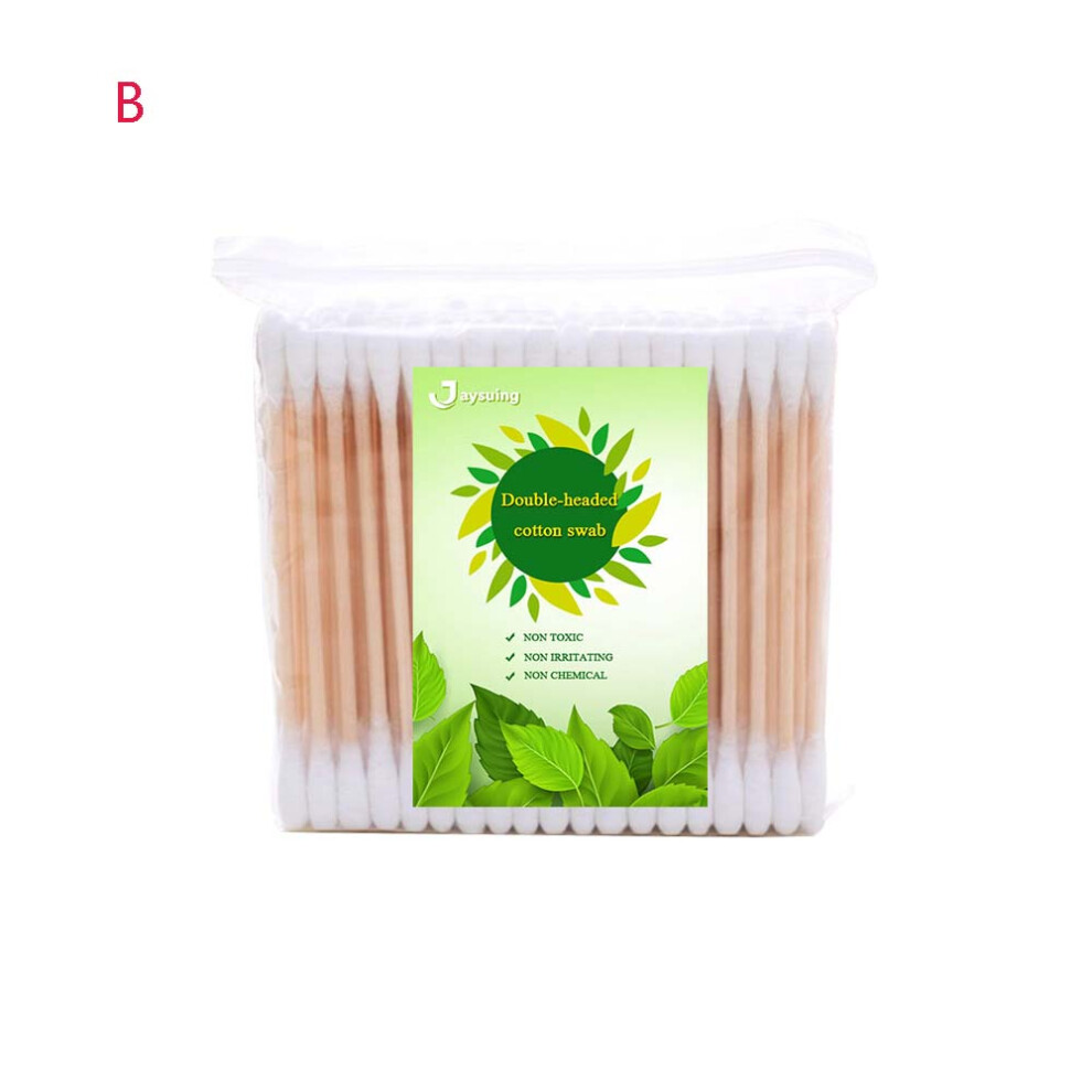(B) Disposable Medical Cotton Swabs Double-ended Cosmetic Cleaning Tool Disinfection