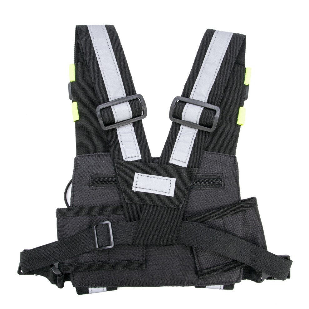 Reflective Tactical Harness Front Pack Vest Chest Bag Pouch For Walkie Talkie Radio Yellow 110691385512