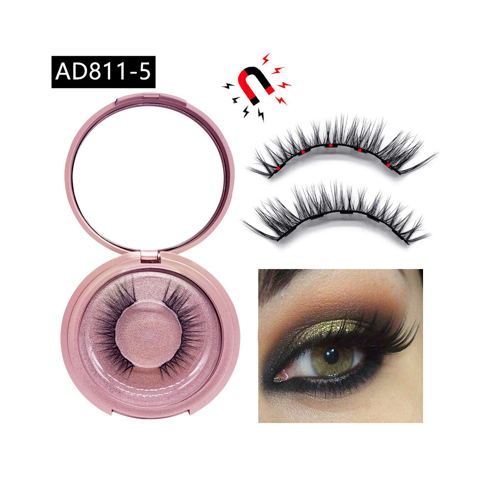 (Ad811-5) Magnetic Eyeliner Eyelashes 3D Reusable Natural False Lashes Extension Tweezer 110691484963