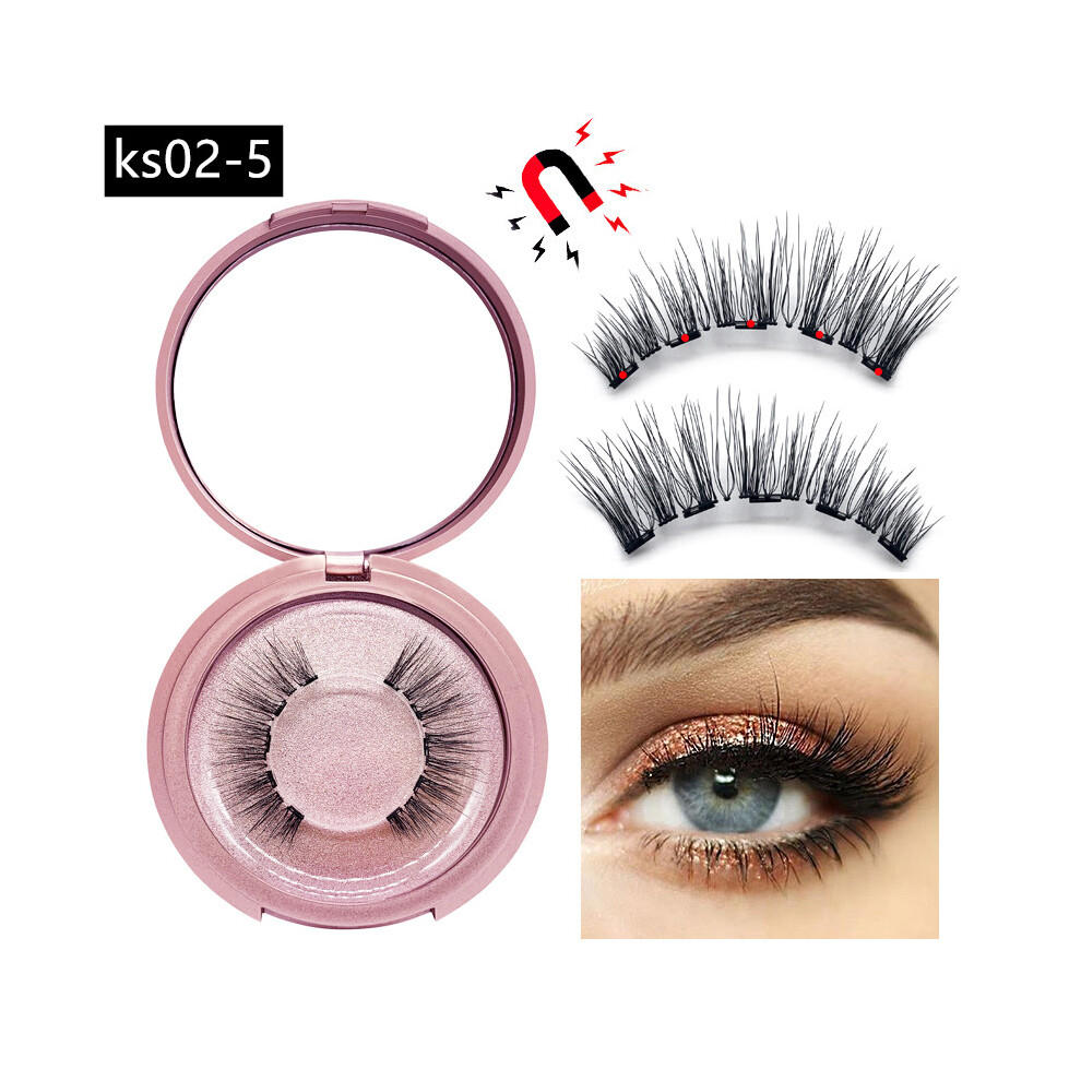 (Ks02-5) Magnetic Eyeliner Eyelashes 3D Reusable Natural False Lashes Extension Tweezer 110691484956