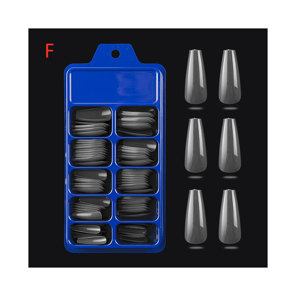 (F) 100PCS/Set False Nail Tips Matte Full Cover Long Coffin Fake Nails Art Manicure