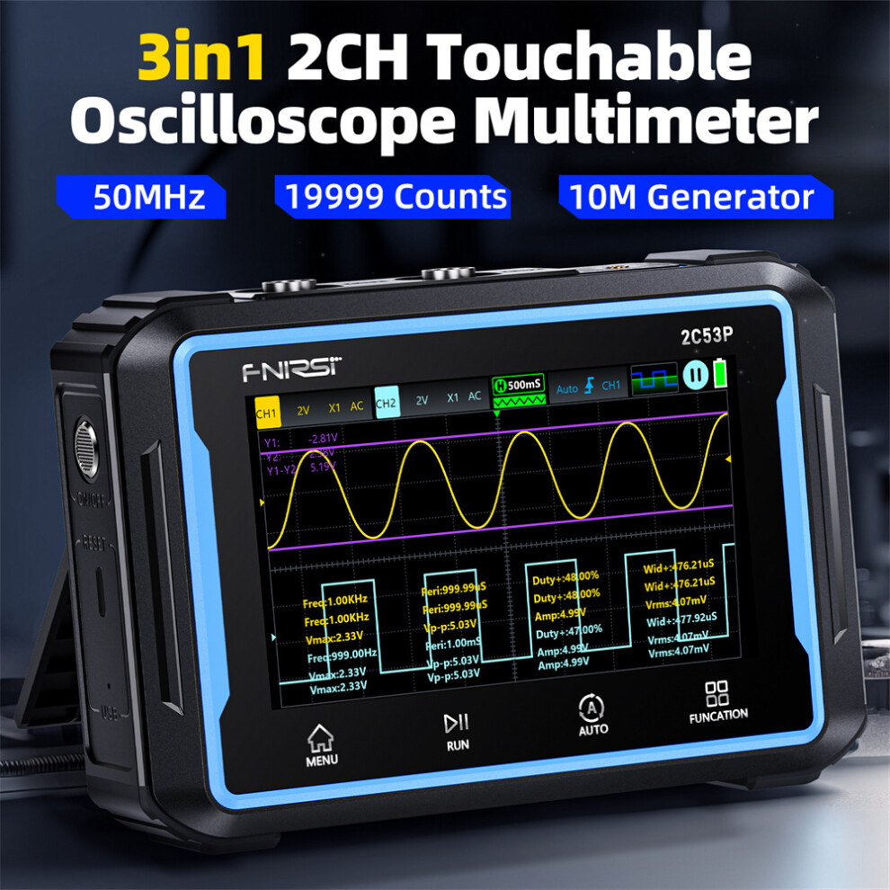 Fnirsi 2C53p Touch Screen Digital Oscilloscope Multimeter Signal Generator 2Ch 110691391421