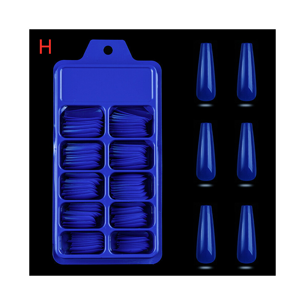 (H) 100PCS/Set False Nail Tips Matte Full Cover Long Coffin Fake Nails Art Manicure