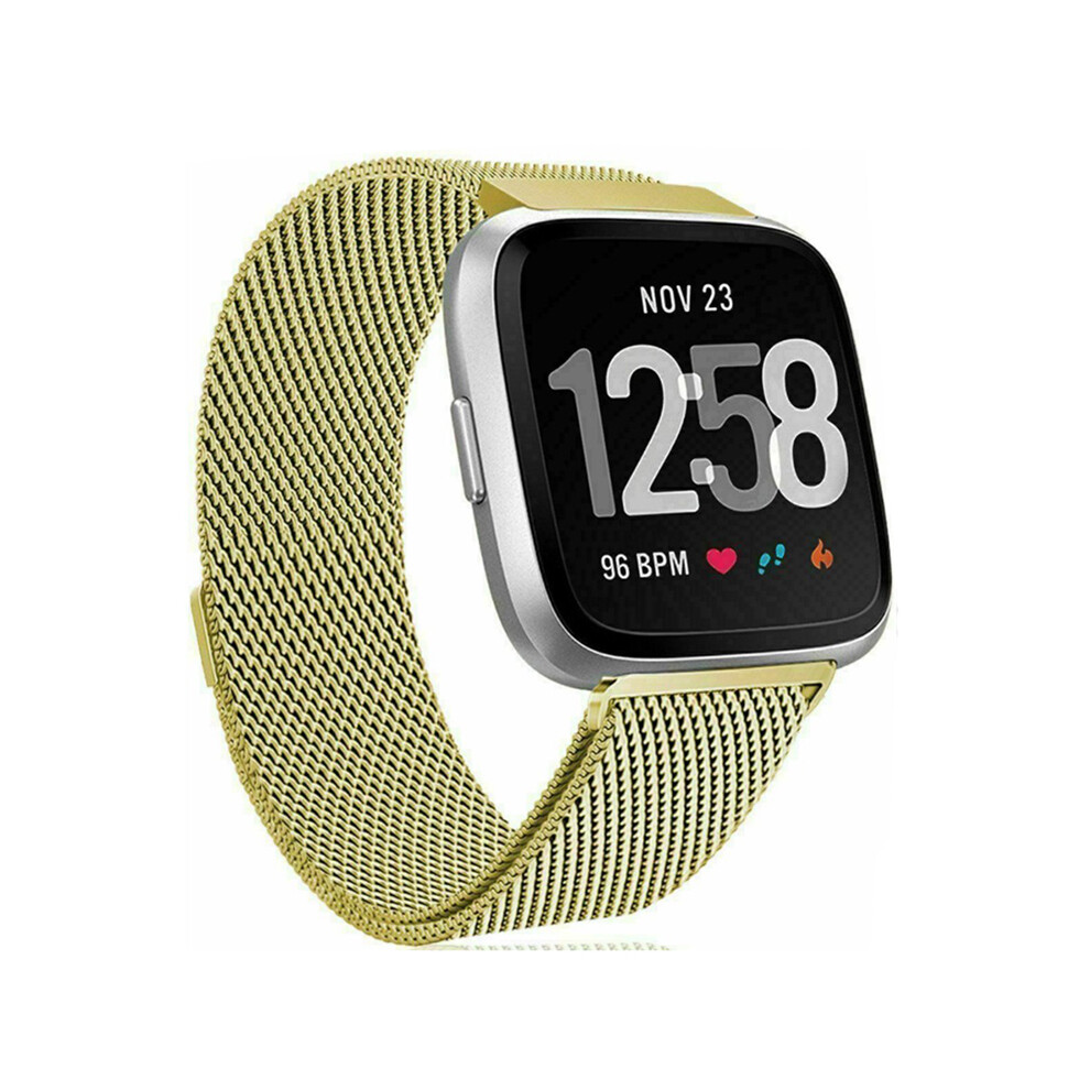 (Golden) For Fitbit Versa Smart Watch Milanese Loop Magnetic Metal Strap Replacement Golden 110691374509