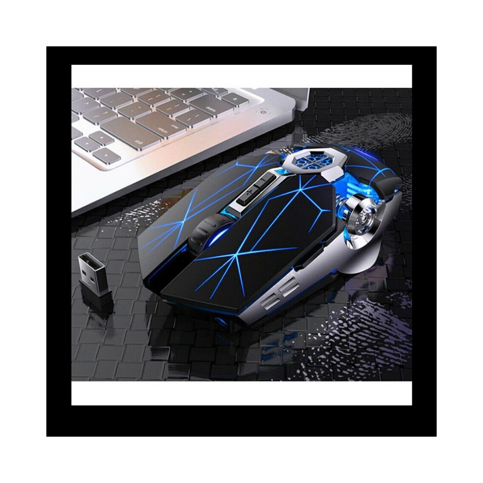(Black) A7 Silent Mute Rechargeable Wireless Mouse For Computer Pc Desktop Home Office Black 110691368485