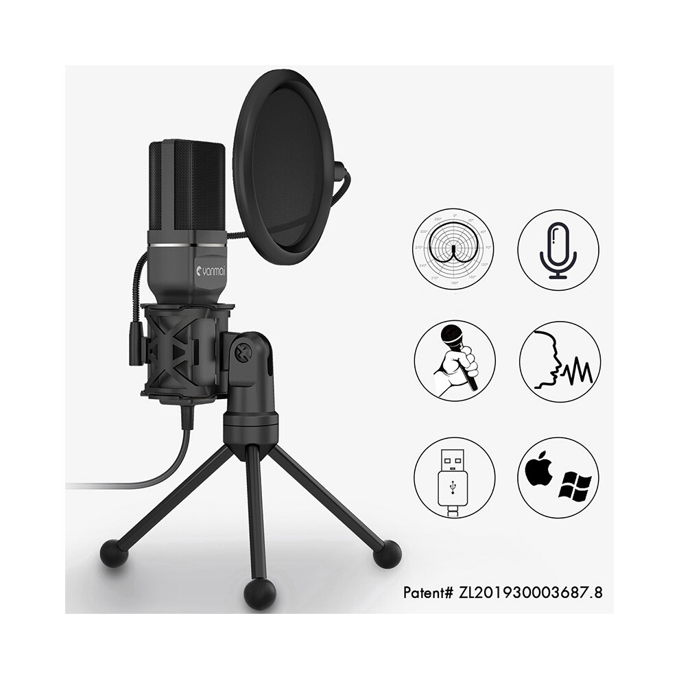 Computer Condenser Microphone Gaming Recording Pc Mic With Pop Filter And Bracket 110691368744
