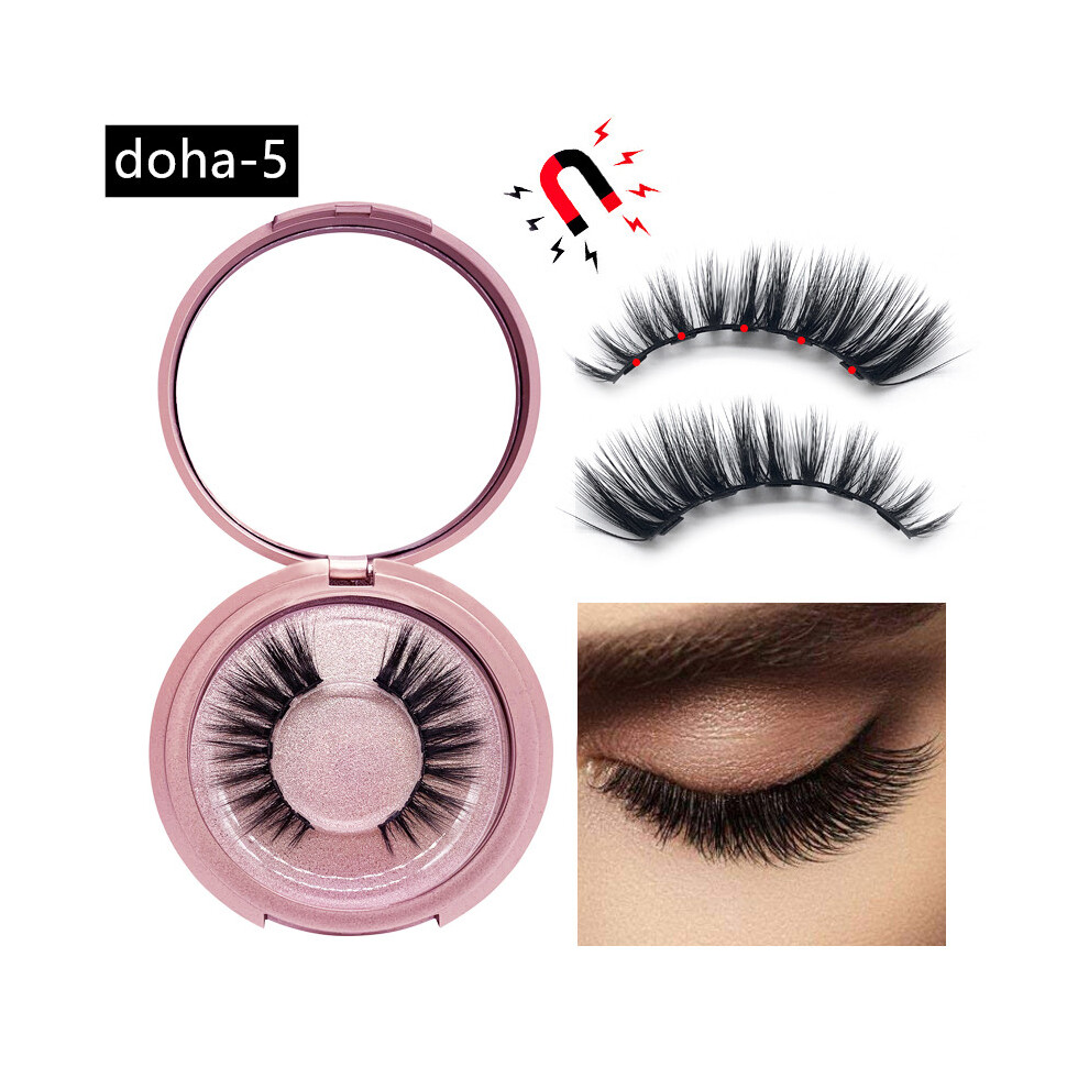 (Doha-5) Magnetic Eyeliner Eyelashes 3D Reusable Natural False Lashes Extension Tweezer 110691484987