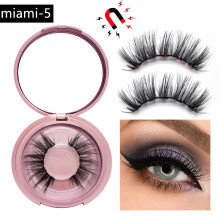 (Miami-5) Magnetic Eyeliner Eyelashes 3D Reusable Natural False Lashes Extension Tweezer