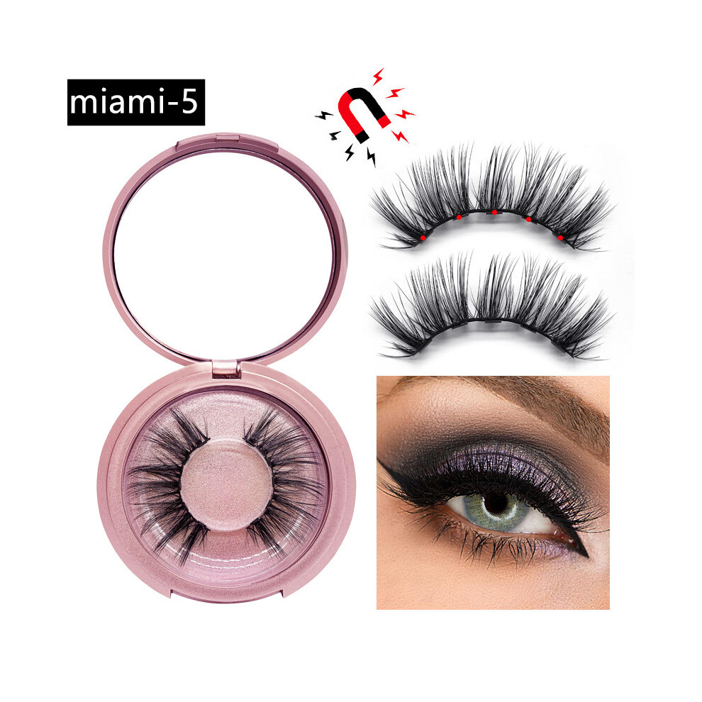(Miami-5) Magnetic Eyeliner Eyelashes 3D Reusable Natural False Lashes Extension Tweezer 110691484994