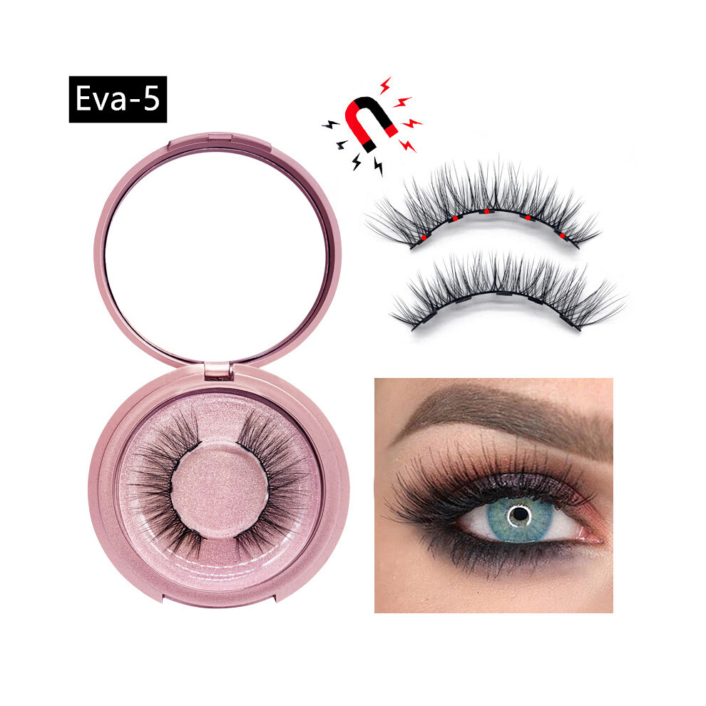 (Eva-5) Magnetic Eyeliner Eyelashes 3D Reusable Natural False Lashes Extension Tweezer 110691485014