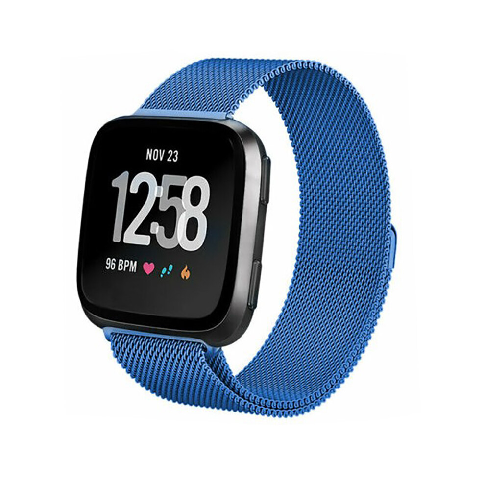 (Blue) For Fitbit Versa Smart Watch Milanese Loop Magnetic Metal Strap Replacement Blue 110691374530