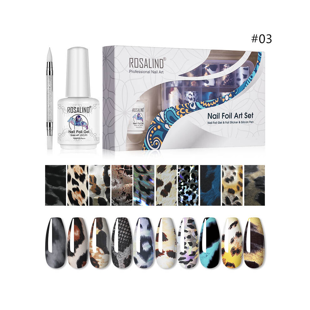 (#03) ROSALIND Nail Foil Transfer Sticker Gel Kit Manicure DIY Nail Art Decorations