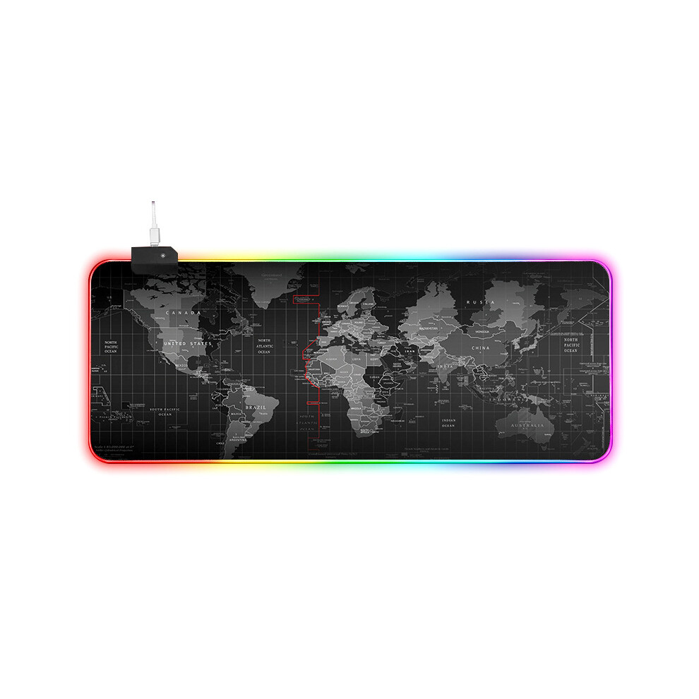 (Colorful Glow, 300*900*4Mm) Led Extra Large Soft Gaming Mouse Pad Rgb Oversized Glowing World Map Mousepad 110691368263