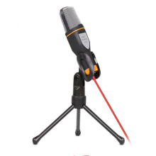 (Black) 3.5mm Condenser Microphone Audio Recording Computer Phone Mic with Desktop Tripod