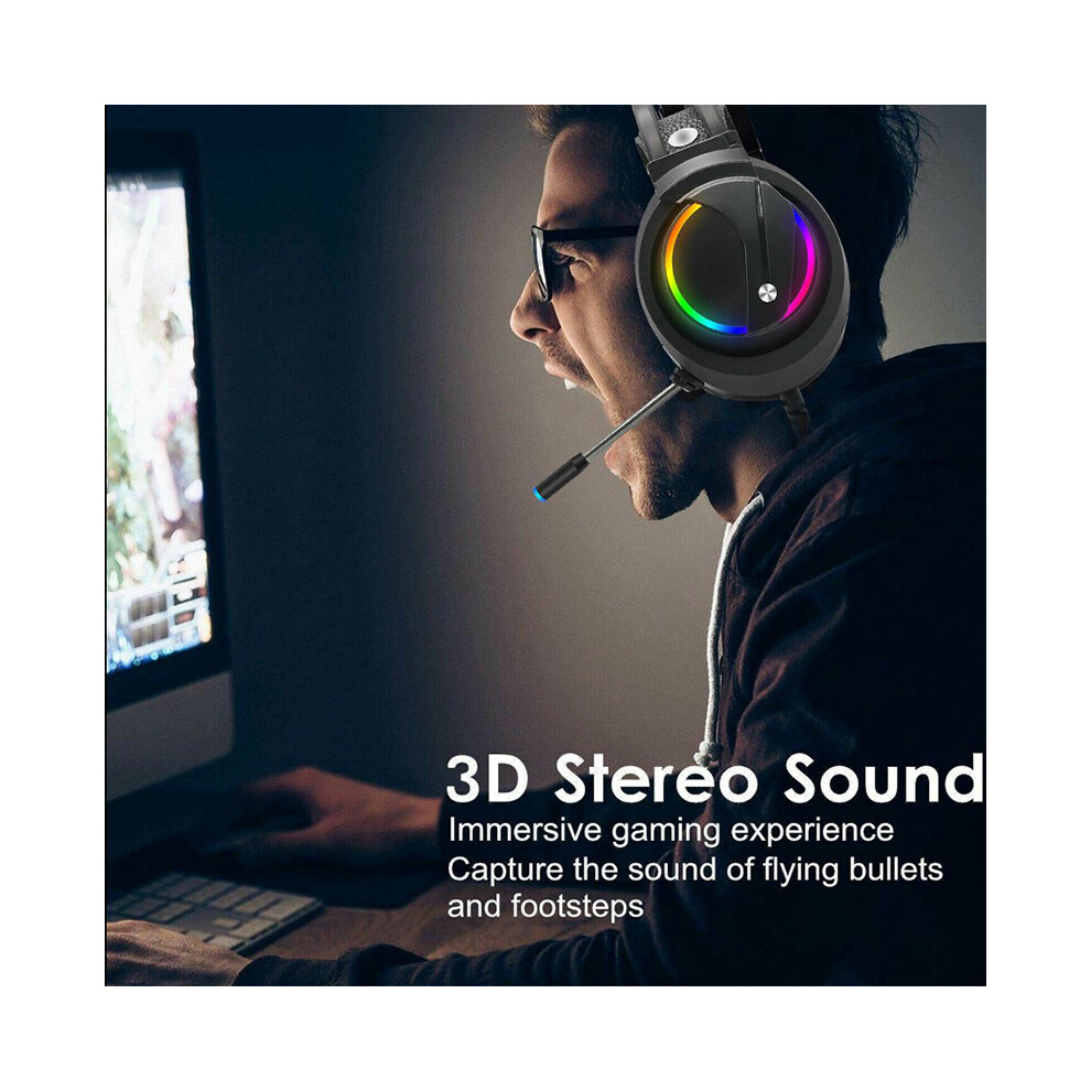 Wired Gaming Headset Rgb Surround Sound Mic 7.1 Usb Headphones For Ps4 Xbox One 110691369178