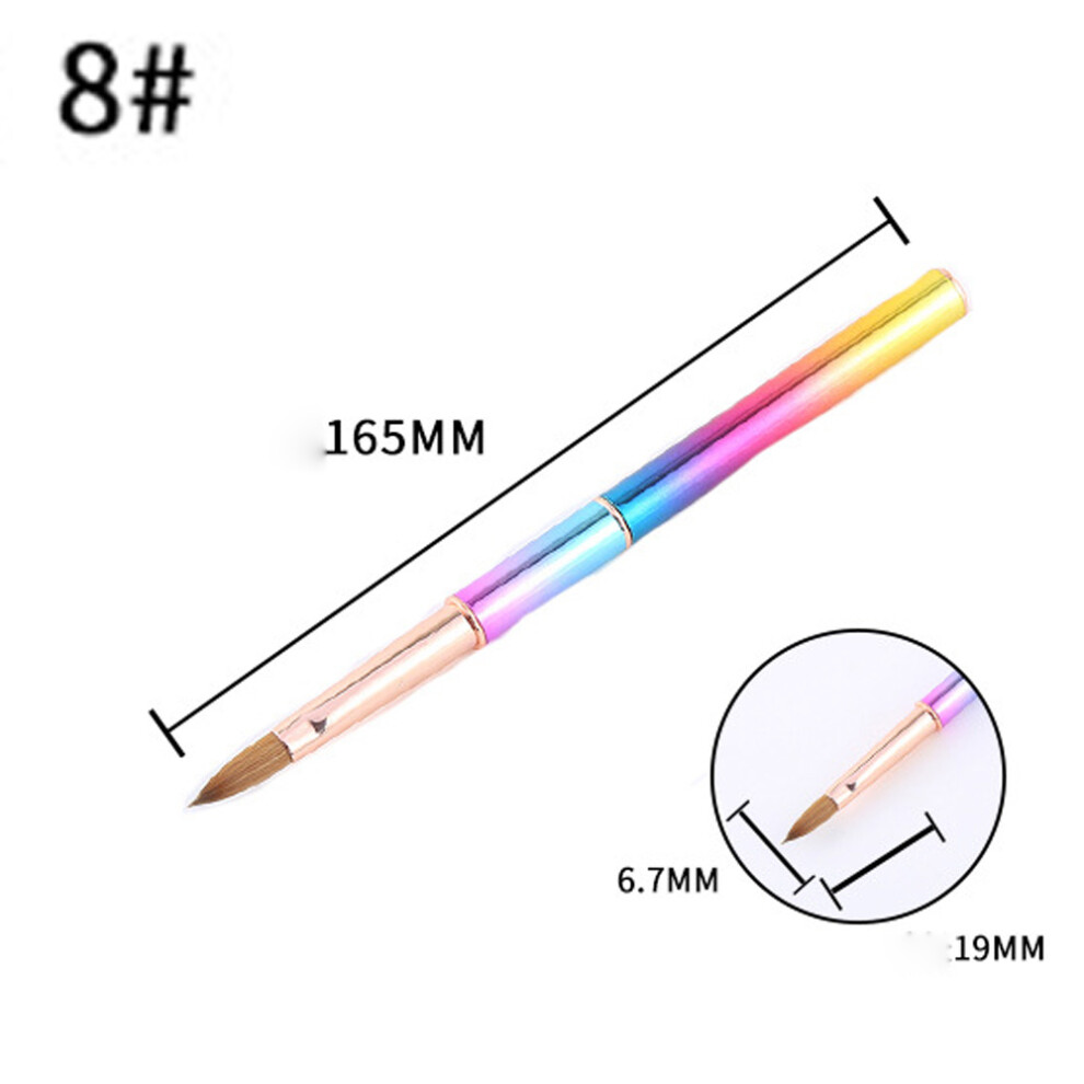 (8#) Kolinsky Hair Acrylic Nail Brush Kit UV Gel Gradient Metal Handle Nail Art Tool