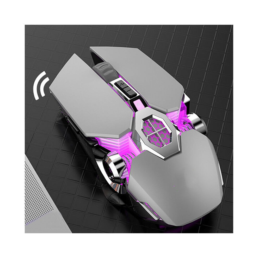 (Gray) Bluetooth 5.0 Wireless Dual-Mode Gaming Mouse Silent Luminous Mechanical Mice Gray 110691397799