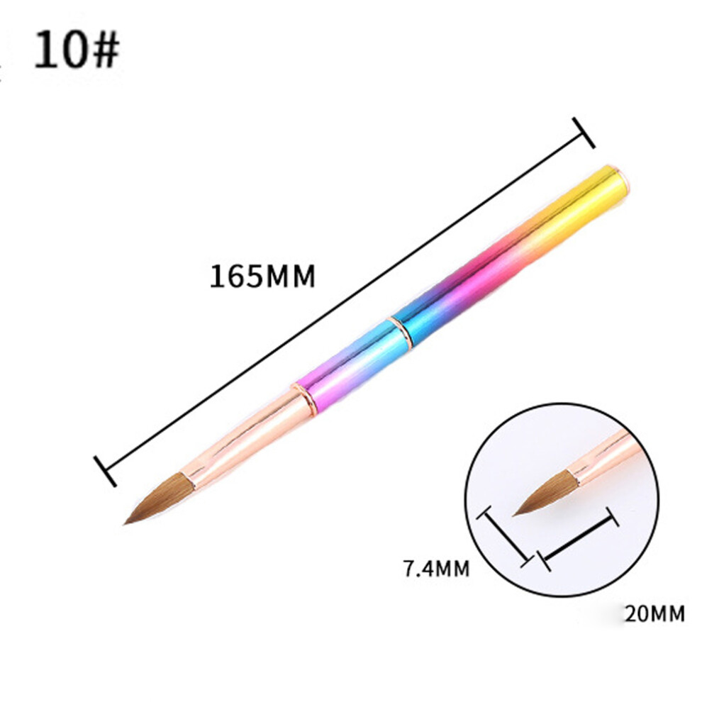 (10#) Kolinsky Hair Acrylic Nail Brush Kit UV Gel Gradient Metal Handle Nail Art Tool