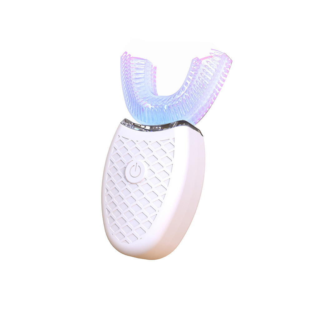 (White) 360?? Ultrasonic Electric Toothbrush Teeth Whitening Rechargeable IPX7 Waterproof Hands-Free
