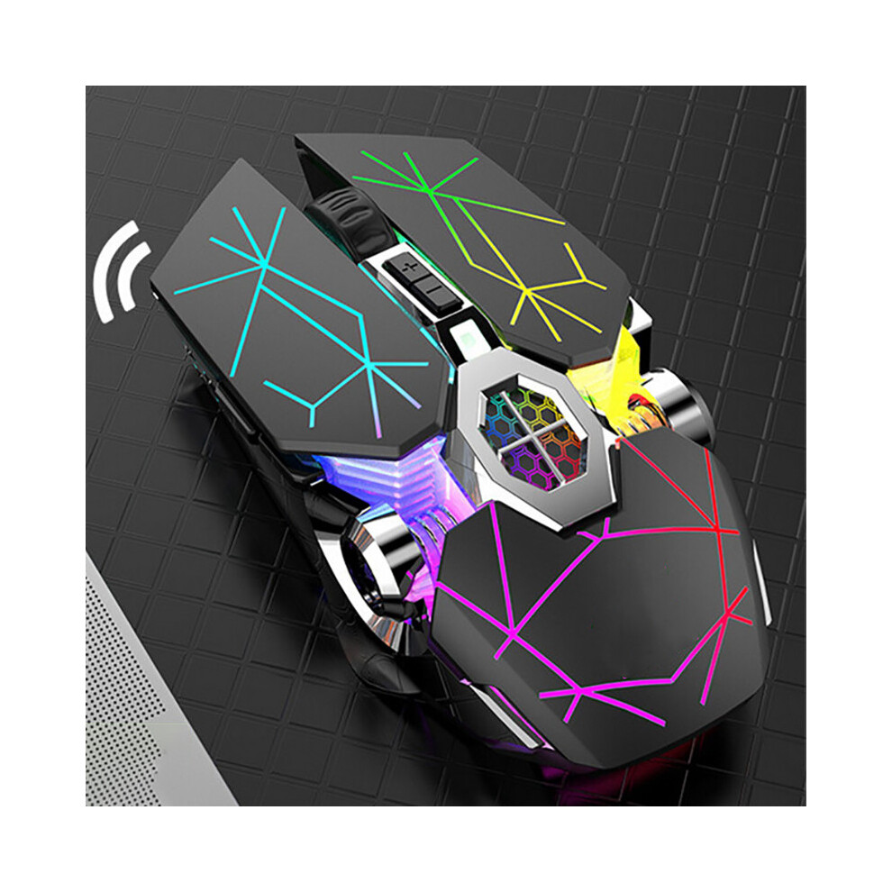 (Star ) Bluetooth 5.0 Wireless Dual-Mode Gaming Mouse Silent Luminous Mechanical Mice Black 110691397768