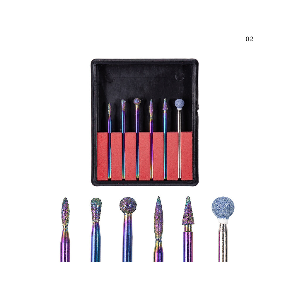 (NDB-02) 6pcs Nail Drill Bit Colorful Electric Sanding Grinding File Nail Art Cleaner Tools