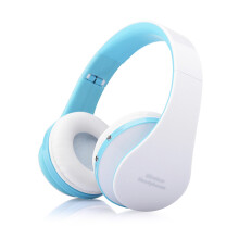 (White blue) Bluetooth Headphone Foldable Wireless Stereo Headset For TV Computer Phone
