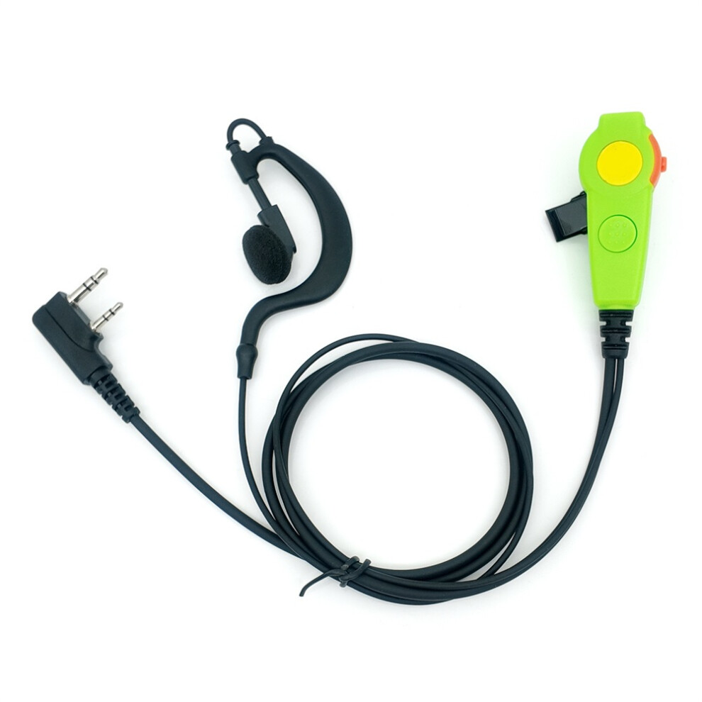 (Green) 2 Pin G Shape Walkie Talkie Earpiece Headset Microphone Ptt For Kenwood/Baofeng Green 110691397126