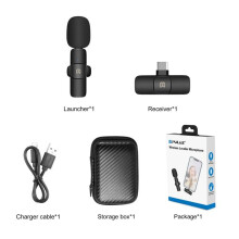 (Type-C without Noise Reduction) Wireless Lavalier Microphone Portable Type-C Mini Mic for iOS Android Phone Live