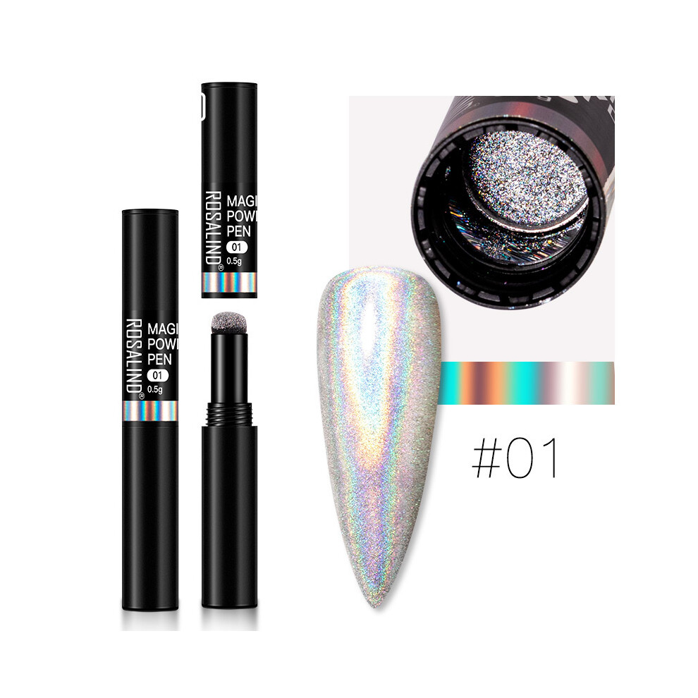 (#01) ROSALIND Manicure Magical Mirror Effect Nail Glitter Glossy Polish Lacquer Pen