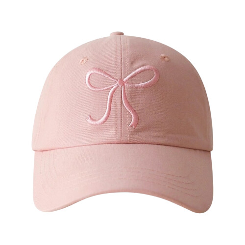 Stylish Cotton Hat Adjustable Closure Bowknot Accent-Pink