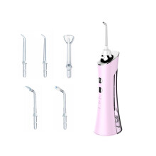 (Pink) 150ml Water Flosser Portable Rechargeable Dental Floss Oral Irrigator with 5 Tips