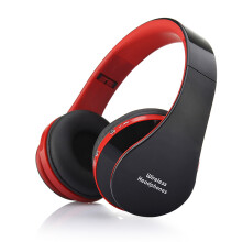 (Black red) Bluetooth Headphone Foldable Wireless Stereo Headset For TV Computer Phone