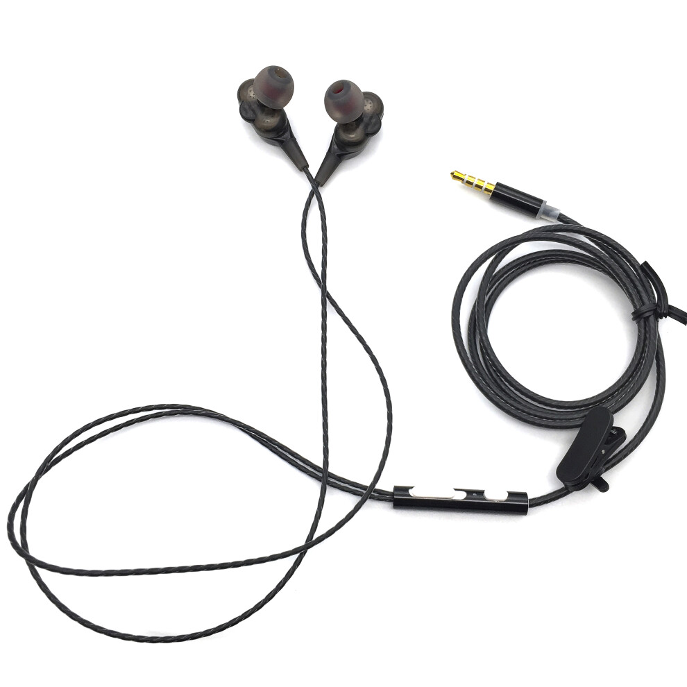 (Black) Wired Earbuds Headphones Microphone Half In-Ear Headphones 3.5Mm Audio Devices Black 110691387363