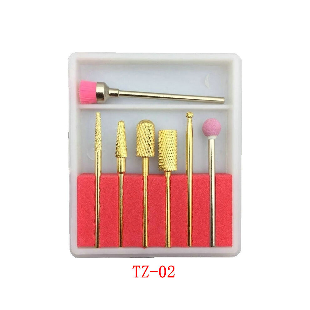 (Tz-02) 7Pcs Ceramic Head Nail Drill Bits Electric Nail Polishing Grinding Manicure Tools Set 110691485823