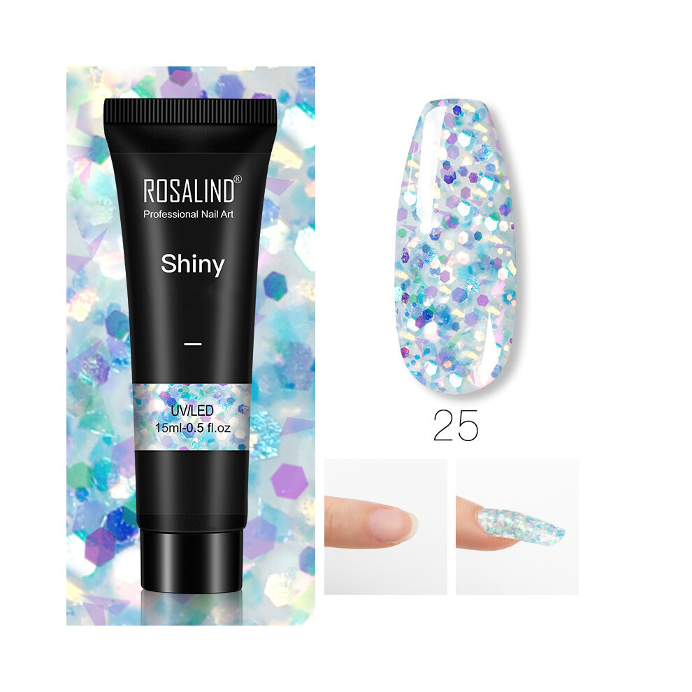 (RE09-25) ROSALIND 15ml Poly Nail Gel Glitter Builder For Manicure Nails Extension Semi Permanent