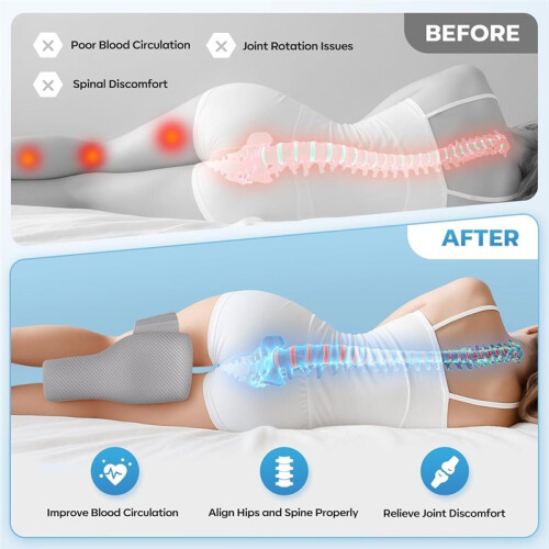 Knee Pillow for Side Sleepers with Adjustable Strap - Memory Foam Leg Cushion, Comfortable Sleeping Support 1