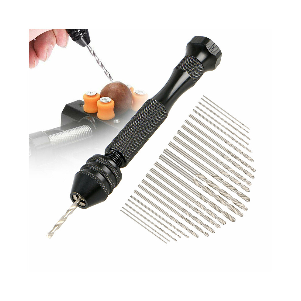 26Pcs Mini Micro Hand Drill Bits Set Small Manual Keyless Chuck Pin Vise Rotary 320997700500