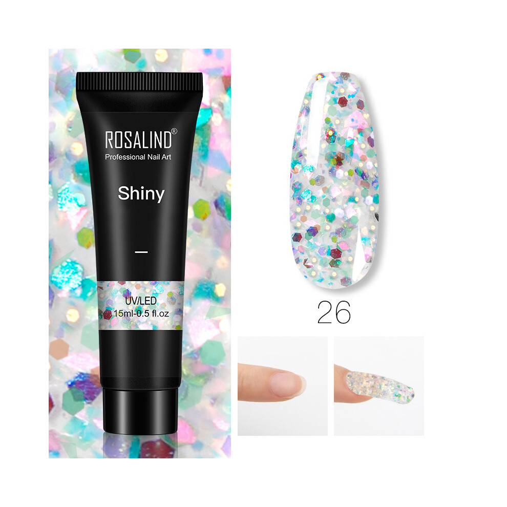 (RE09-26) ROSALIND 15ml Poly Nail Gel Glitter Builder For Manicure Nails Extension Semi Permanent