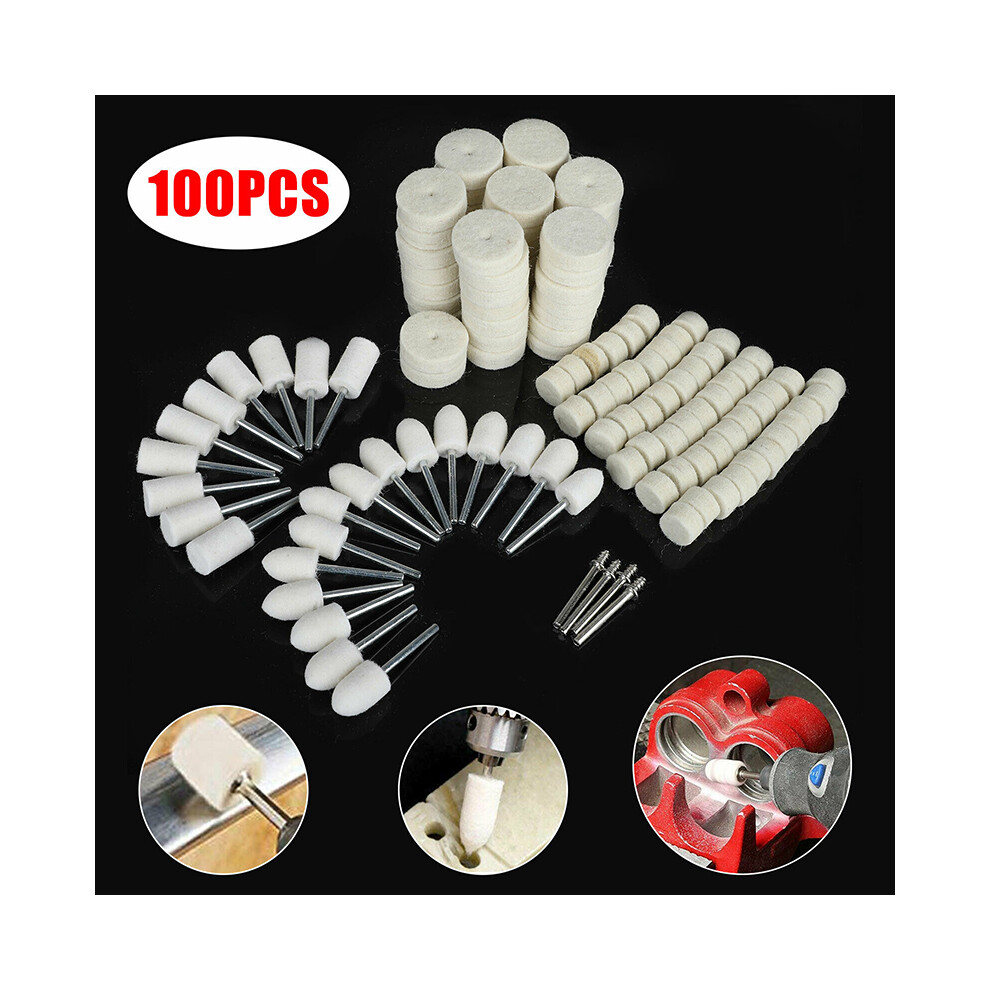 100Pcs Multifunctional Wool Felt Mandrel Mounted Grinding Polishing Pads Accessories Set 123643995233