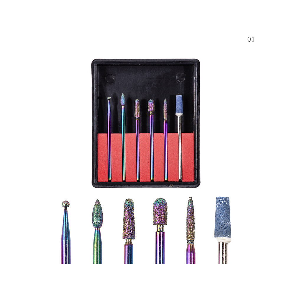 (NDB-01) 6pcs Nail Drill Bit Colorful Electric Sanding Grinding File Nail Art Cleaner Tools