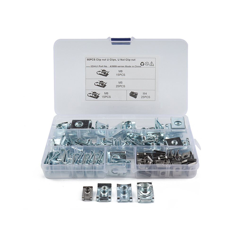 80Pcs M4 M5 M6 M8 Chimney U Nuts Lug Speed Fasteners Spire Clips Fixings Kit 123643995745